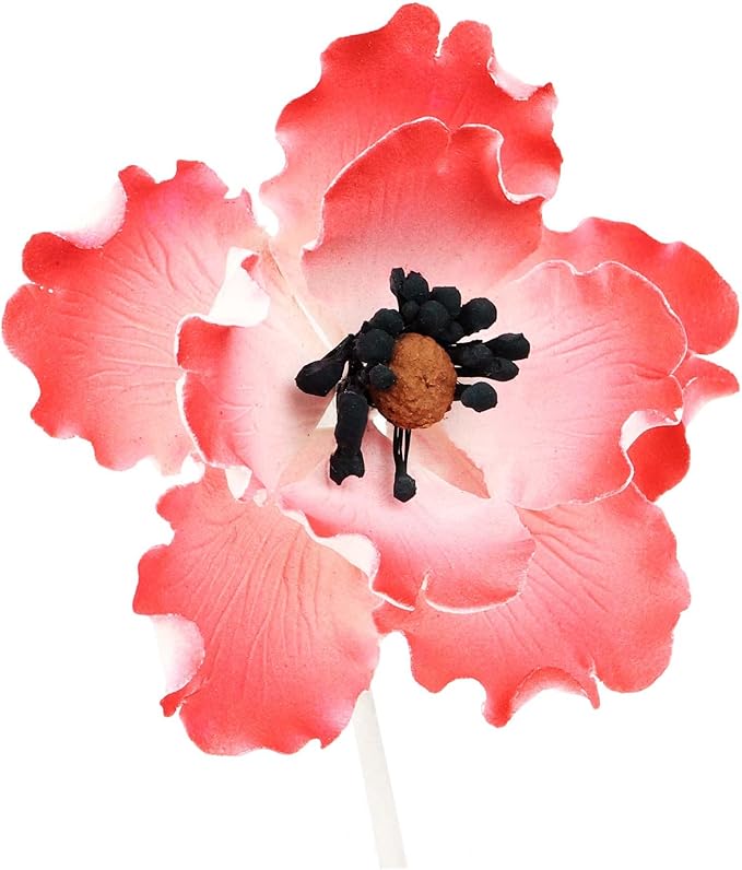 O'Creme Anemone Gumpaste Sugar Flower 3-1/4 Inch - for Cake Decorating - Sugar Paste Decorations for Cakes, Cupcake Toppers - Birthday, Wedding, Valentines, Baby Shower - Set of 6 - Red
