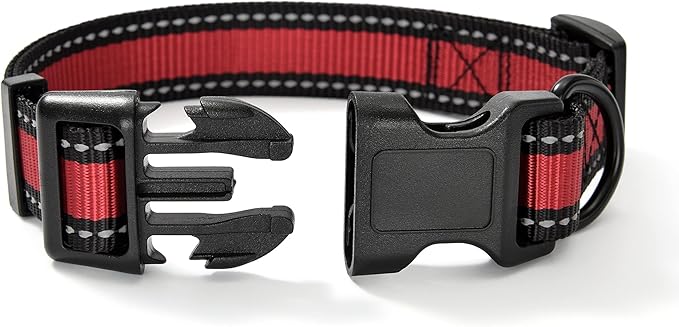 Mile High Life Dog Collar | Nylon Reflective Dog Collars | Light Weight Puppy Collars | Red Dog Collars for Small Dogs (Red, Small)