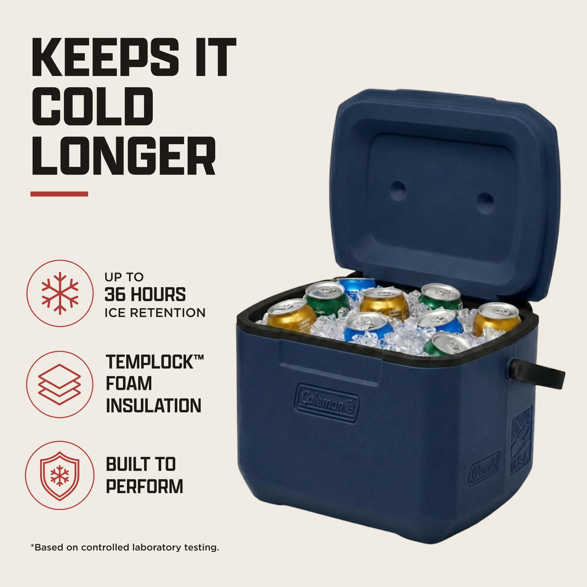 Coleman Chiller 16qt Portable Cooler with Ice Retention and 2-Way Heavy Duty Handles, Leak Resistant, Great for Camping, Concerts, Sports, and More, Sapphire