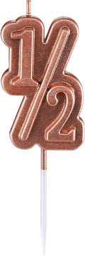 BBTO Half Birthday Candle 1/2 Year Old Cake Topper for Baby's Half Year Old Birthday Anniversary Celebration Party Decorations(Rose Gold)