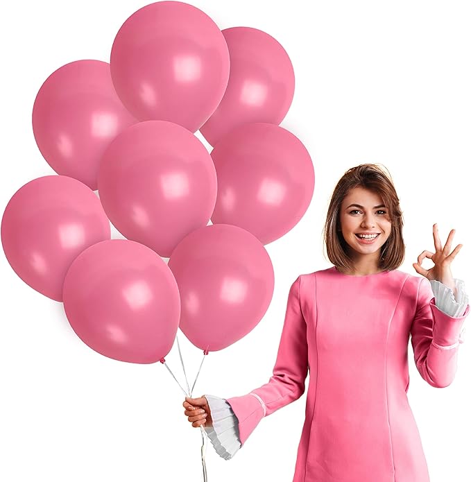 Treasures Gifted Rose Pink Balloons - 72 Pink Latex Balloons (12 Inch) - Soft & Pastel Shades - Matte Finish