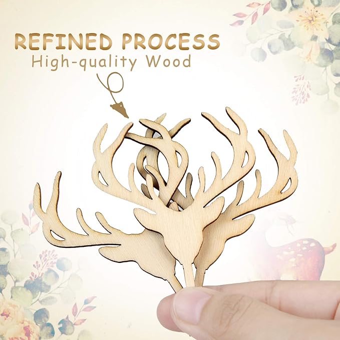 AUMIO Wooden Deer Cupcake Toppers Antler Cake Picks Wedding Baby Shower Birthday Hunting Rustic Country Party Cake Decoration Supplies 24 Counts