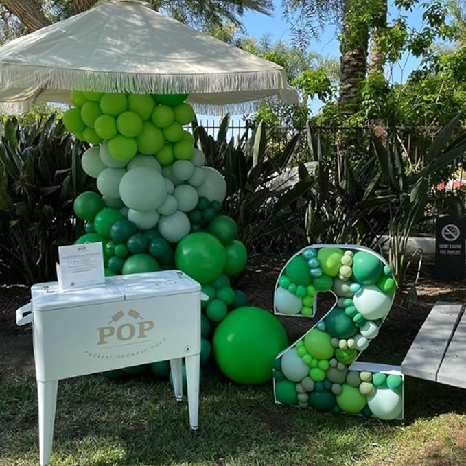 Awenztech 120pcs Dark Green Balloon Arch Kit, 18 12 10 5 inch Green Latex Balloons Different Sizes Dark Green Balloon Garland for Jungle Tropical Safari Birthday Party Decorations