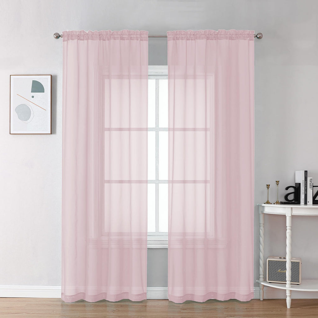 Blush Pink Sheer Curtains 78 Inches Long 2 Panels Set for Living Room (2 Count)