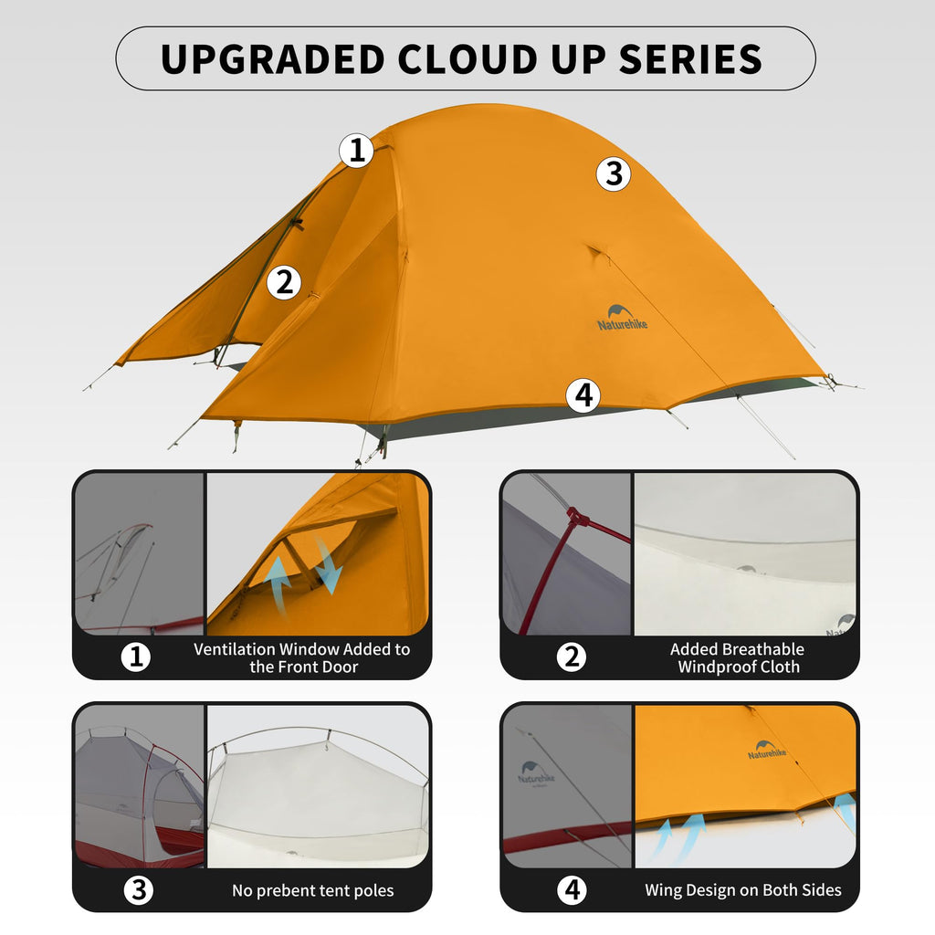 Naturehike Cloud-Up 1 Person Tent, Lightweight Backpacking Tents for One Man, Waterproof Ultralight One Person Tent for Camping Hiking Backpacking