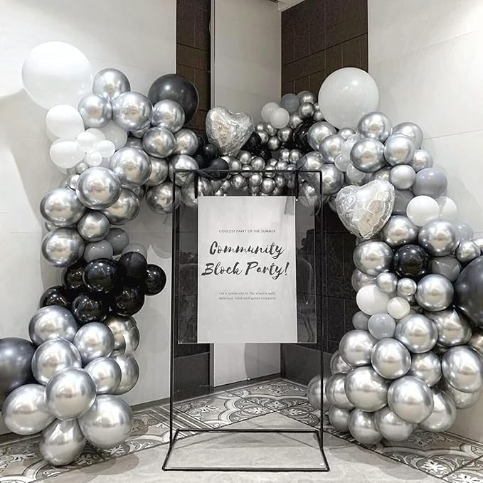 Metallic Silver Balloons 50 pcs 12 Inch Chrome Silver Latex Balloons for New Year, Wedding, Baby Shower, Gender Reveal, Easter, Anniversary, Birthday, Christmas Party Decoration