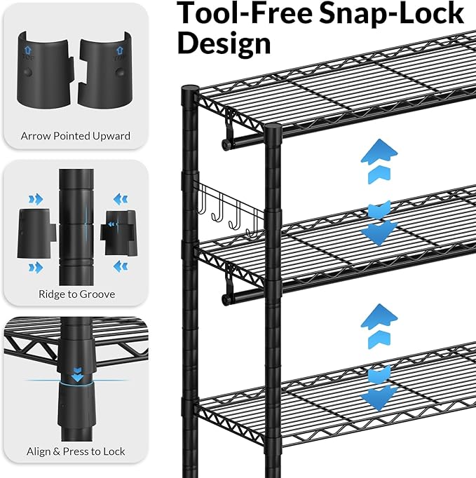 Rolling Clothes Rack Heavy Duty, Free Standing Garment Rack with Wheels, Portable Closet Rack, Closet Organizer System with 35.4" W x 15.7" D x 76" H, Max Load 500Lbs (Black)