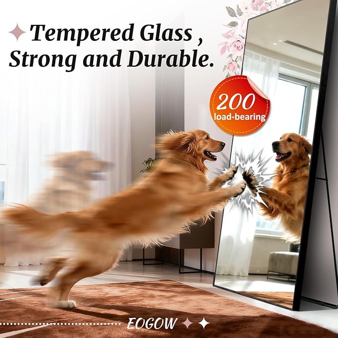 EOGOW 71" x 28" Full Body Mirror,Tempered Glass Shatterproof Full Length Mirror with Stand, Hanging, Wall Mounted Leaning for Bedroom Living Room Entryway