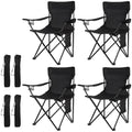 Damei century 4Pack Folding Camping Chairs, Portable for Beach, Lawn, Black