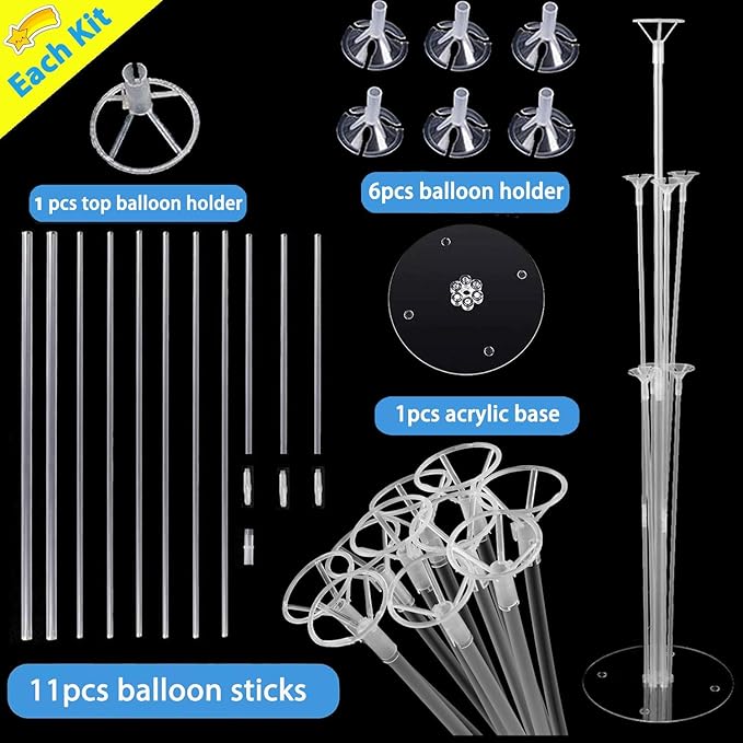 8 Pack Balloon Stand Kits, Fenxyo Balloon Sticks Holder with Base for Table Graduation Birthday, Balloon Sticks Holder for Wedding Birthday Party Decoration
