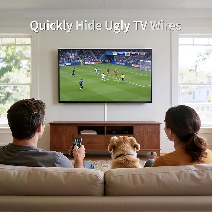 TV Cord Hider Wall, 141.7in Cord Covers for 2-3 Wires on Wall, Paintable Cable Hider Wire Covers for Cords on Wall, Self-Adhesive Cord Hider for Wall Mount Tv to Hide Cords, W0.94 H0.47in, White