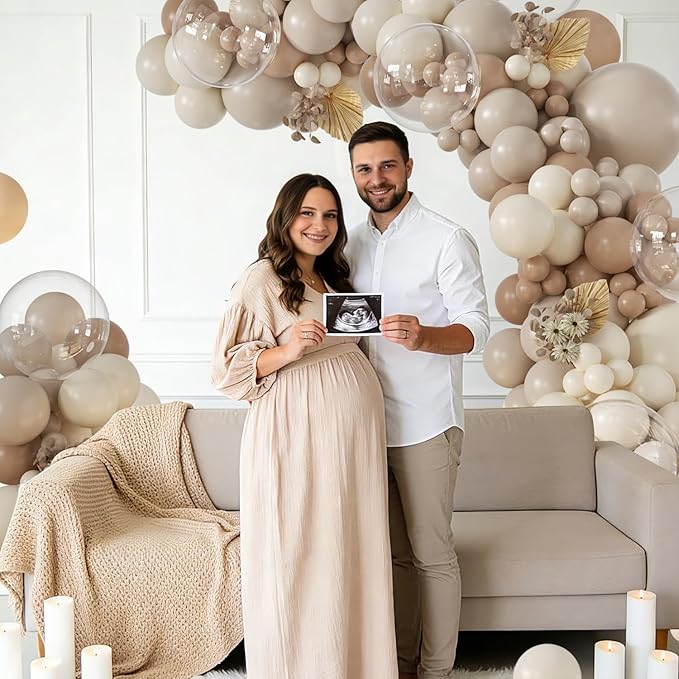 Neutral Balloon Arch Kit, 126Pcs Nude Tan Beige Sand White Clear Balloons for Boho Baby Shower Gender Reveal Bridal Shower Wedding Birthday Party Decorations