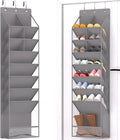 Door Shoe Organizer, Over The Door Hanging Shoe Rack with Large Pockets, Space Saving Shoe Storage for Closet, Entryway, Bedroom, Shoe Holder for Men Women Kids (Grey)