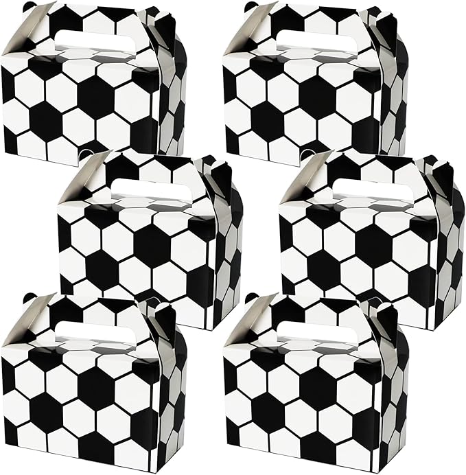 Tevxj 12 Pack Soccer Party Favor Boxes Soccer Treat Candy Snack Bags Party Favors Sports Football Team Goodies Gift Boxes for Boys Happy Birthday Baby Shower Decorations Supplies 6 x 3 x 3.5 Inches