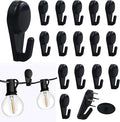 Light Hooks for Concrete Walls: 30 Pack Small Utility Wall-Mount Hangers - Outdoor String Lights Clips - Hanging Decoration Plants Shelves Picture Tapestry Heavy Duty for Wooden Cement Stucco (Black)