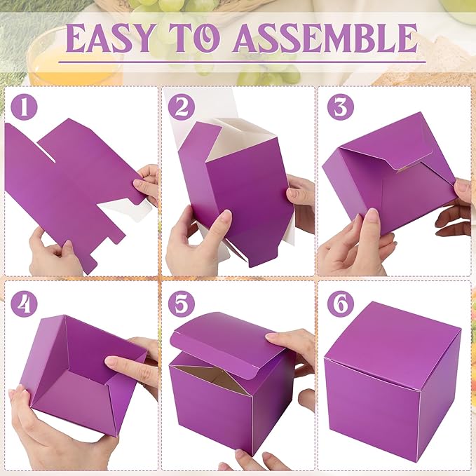 Zhehao 48 Pack Colorful Gift Boxes Small Cardboard Gift Boxes with Lids Bulk 4 x 4 x 4 Inch Square Kraft Cube Paper Box Assemble for Candles Wedding Presents Easy Birthday