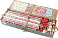 Sattiyrch Wrapping Paper Storage,600D Canvas Gift Wrap Paper Holder,Holds up to 20 Rolls,42W x 14D x 5H (Green)