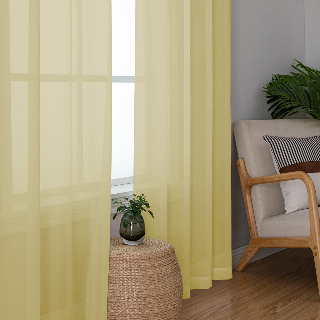 Sheer Mustard Yellow Curtains 90 inches Long 2 Panels (2 Count)