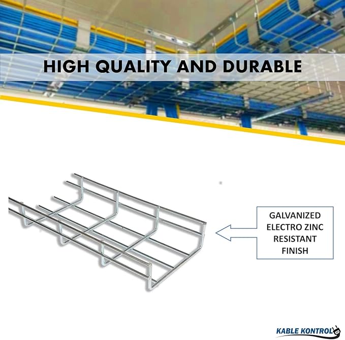 Kable Kontrol Strengthening Bar Coupler – Splice Connection Hardware - Wire Mesh Tray Cable Management Rack Cable Basket, Zinc Plated Steel NEC Approved for Network, Fiber Optic, Cabling Accessory