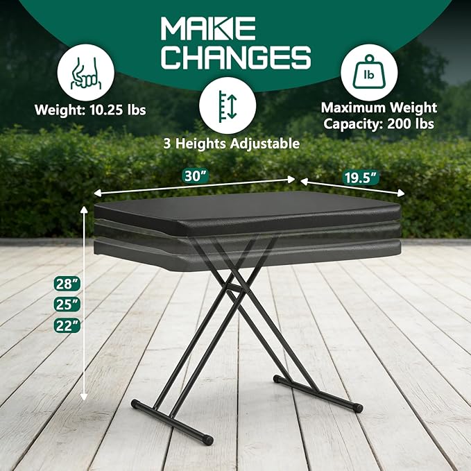 Folding Table 30 Inch -2Pack, Small Desk Adjustable Height TV Tray for Laptop, Couch, Camping - Heavy Duty Utility Foldable Table for Small Spaces, No Assembly Required, Black Granite