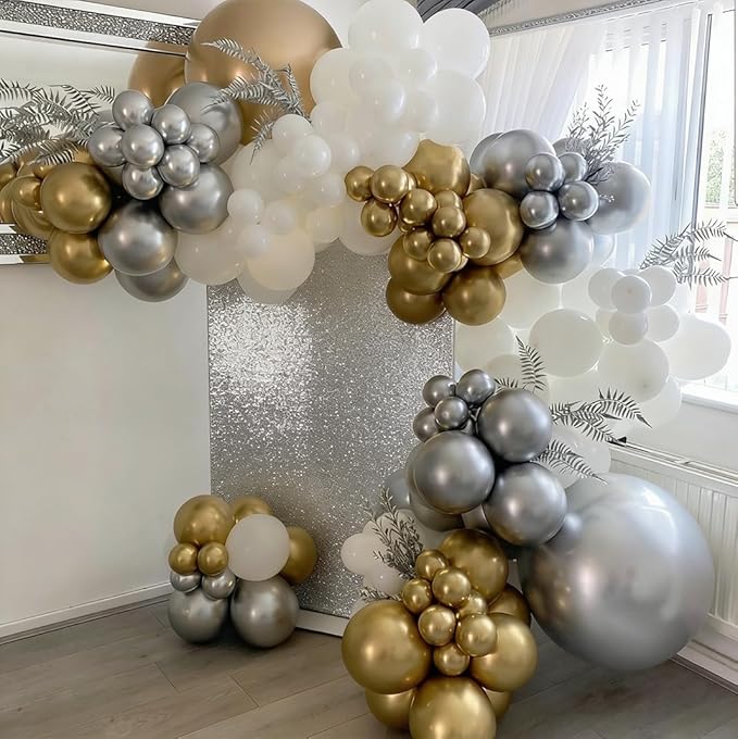 Silver Balloons, 60 PCS Metallic Silver Balloons 12 inch Latex Balloon for Birthday Party Decoration, Wedding, Baby Shower, Anniversary, Graduation, Retirement and Balloon Garland