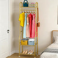 GloTika Narrow Clothes Rack - Clothing Rack with 3 Tier Metal Shelves, 71.9 Inch Tall Garment Rack with 8 Hooks, Freestanding Closet Organizer with Adjustable Leveling Feet for Small Space (Gold)