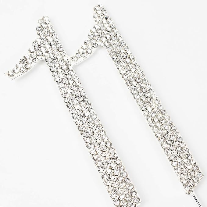 Bling Crystal Rhinestone 11 Birthday Cake Topper - Best Keepsake | 11th Party Decorations Silver