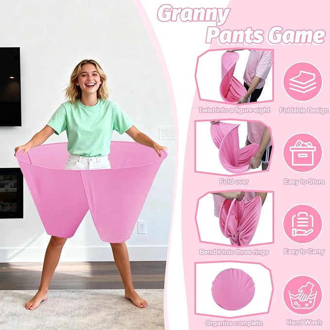 Granny Pants Game with Bouncy Balls and 1 Air Pump (Random Colors), Granny Pants Outdoor Game Baby Shower Funny Party Game for Adults & Families, Big Pants Ball Game Granny Pants Yard Game