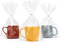 Cellophane Bags, Bottom Gusset Treat Bags, 8"x 11"Clear Cellophane Gift Bags with Ties, 100Pcs Cellophane Treat Goodie Bags for Wedding Graduation Party Favors Gift Mug Wrapping Candy Cookies Storage