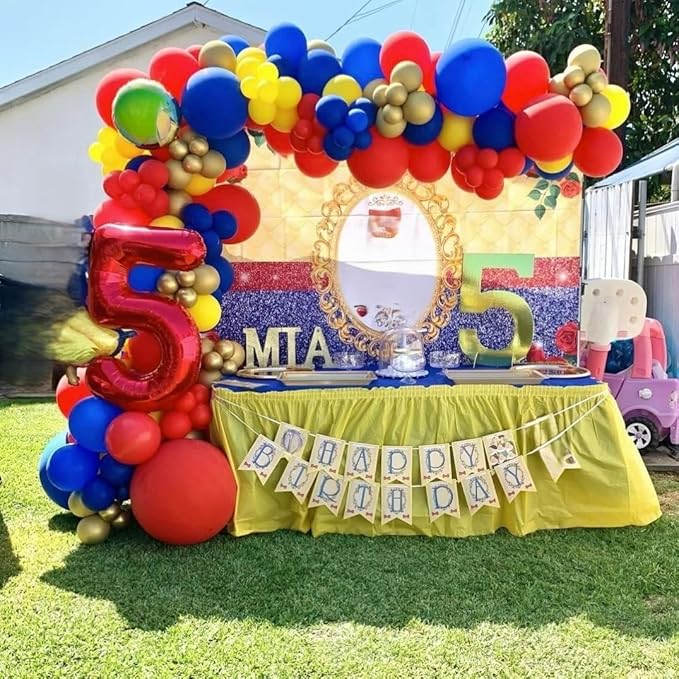 HILAVO Carnival Circus Balloon Kit, 60PCS 12 Inches Red Yellow Blue Balloons Carnival Helium Balloons with Confetti Latex Balloon for Kids Boys Baby Shower Birthday Party Decoration Supplies