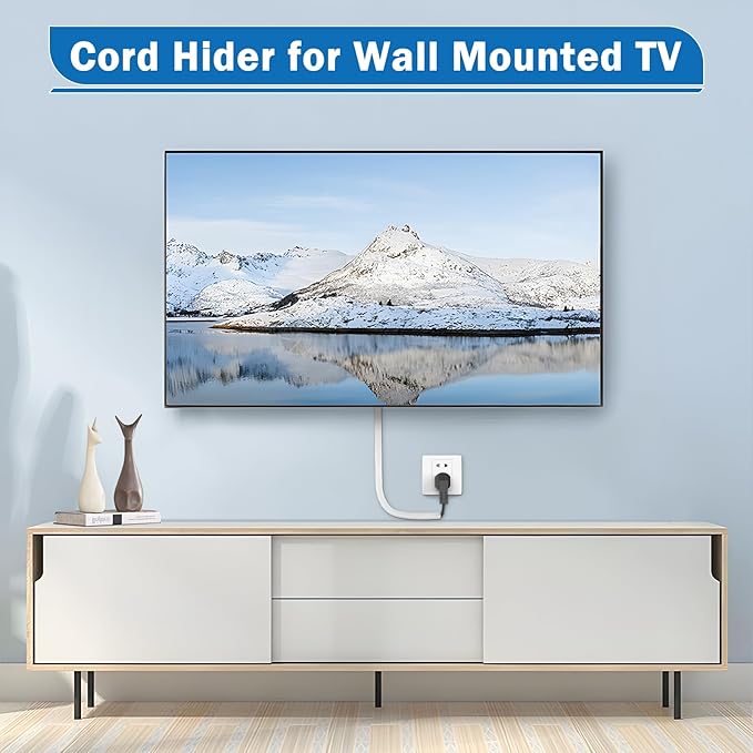 UOMTFAI Wall Cord Hider 78 Inch - Self-Adhesive Wire Cover Raceway for Walls, Flexible PVC Cable Concealer for Home and Office, W0.59 H0.39in - White