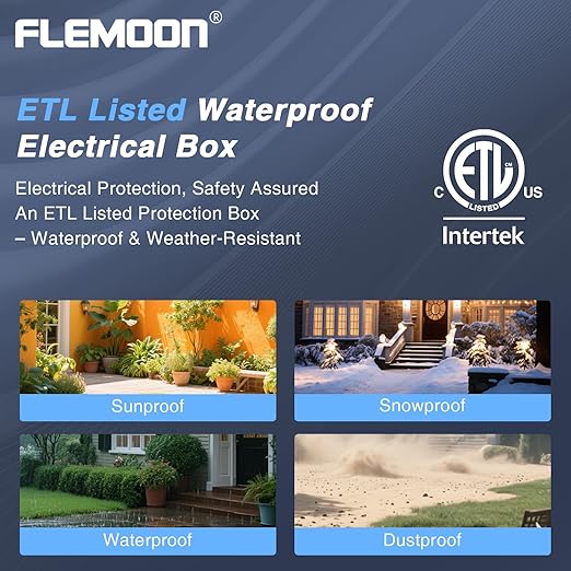 Flemoon [2 Pack] IP55 Small Outdoor Electrical Box Waterproof (Inner 5.9 x 3.2 x 1.8inch), Extension Cord Cover with Detachable Awning Covers for Plug, Outlet, Holiday Lights, Brown