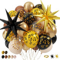 Cheetah Print Balloon, 12 Inch Black Brown Gold Balloons with Leopard Print Balloons Star Foil Balloons Leopard Jungle Animal Decorations for Cheetah Theme Birthday Cherry Vintage Party Supplies