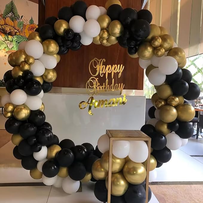 YMSZ Black and Gold Balloons, 67 Pcs 12 Inch Black White and Gold Confetti Party Balloons for Birthday, New Year, Graduation Party Decorations