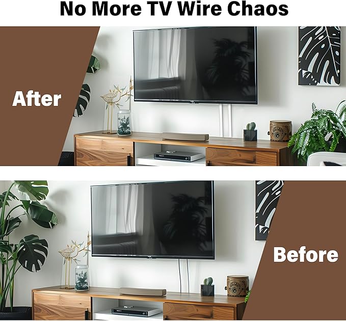 Cord Hider for Wall Mounted TV, 157" One Cable Cover with Side Open, Flexible Silicone Wire Raceway Management,Self-Adhesive Cord Organizer,Wire Concealer Channel, White