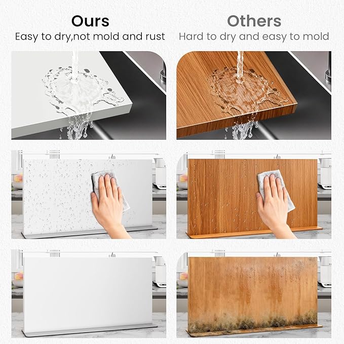 THMINS Large White Magnetic Knife Block Stainless Steel Double-Sided Magnetic Knife Holder, Universal Multi-function Display Rack for Kitchen Counter