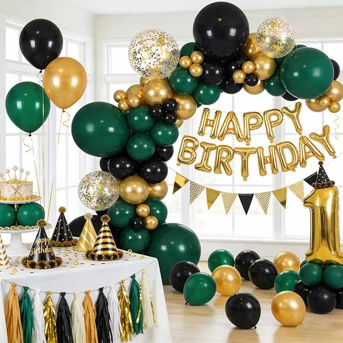 Dark Green Balloons 125 PCS Different Sizes 18 12 10 5 Inch Emerald Hunter Forest Green Balloon Arch Kit for Birthday Baby Shower Christmas Graduation Dinosaur Jungle Theme Party Decorations