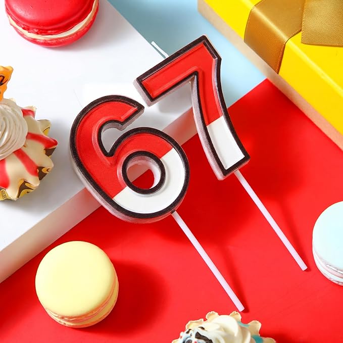 Conelist 6 7 Cartoon Red and White Birthday Cake Candle 6th and 7th Cupcake Topper, I was 6 Now Im 7 Cake Decorations for Animated and 6/7 Birthday Decoration Cartoon Party Supplies