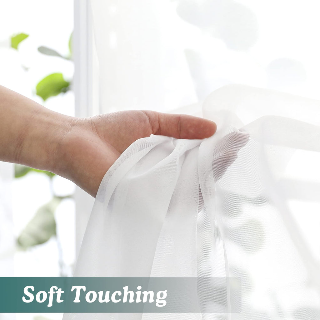 White Sheer Curtains 96 Inches Long 2 Panels (2 Count)