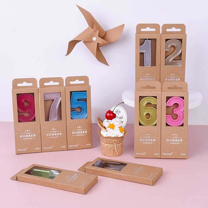 PHD CAKE 2.76 Inch Luxe Gold 0 Number Birthday Candles, Gold Number Candles, Cake Number Candles, Party Celebration