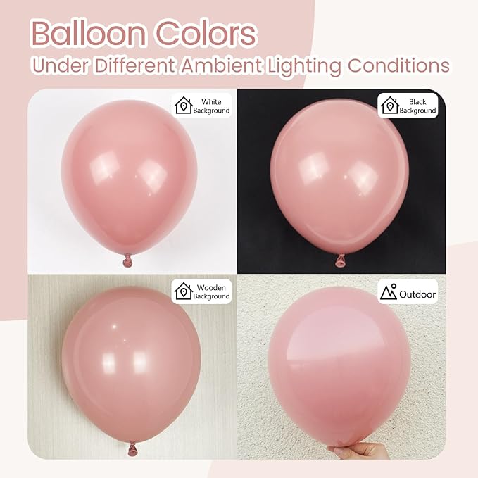 120pcs Dusty Pink Balloons, 18 12 10 5 inch Dusty Rose Balloons Different Sizes Pink Balloon Arch Kit for Boho Wedding Gender Reveal Bridal Baby Shower Birthday Party Decorations