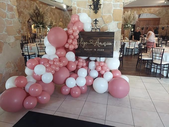 Dusty Pink Balloons 85Pcs Vintage Dusty Pink Balloon Garland Arch Kit 5/10/12/18 Inch Matte Latex Dusty Pink Balloons Different Sizes as Birthday Baby Shower Wedding Bridal Shower Party Decorations