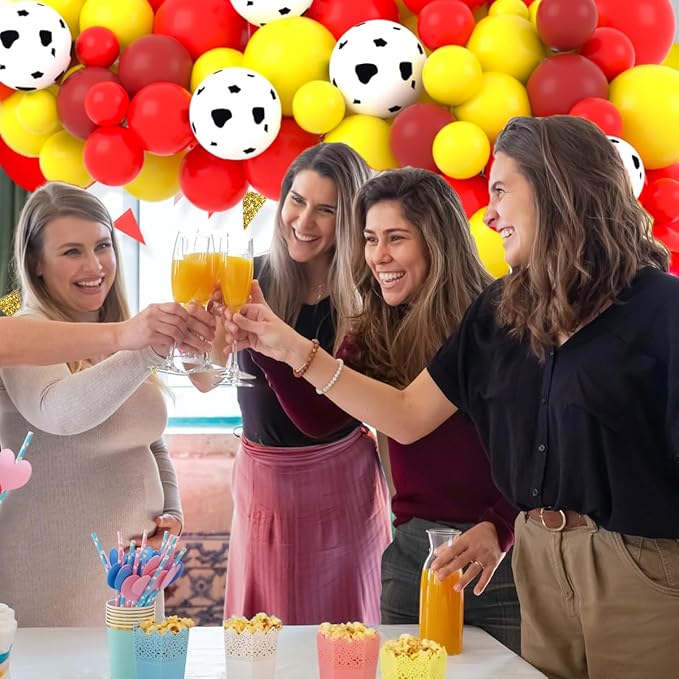 Red, Yellow, Brown Balloons, 122PCS Cow Print Balloon Red Yellow Balloon Garland Arch Farm Animals Birthday Decorations for Cowgirl Cowboy Baby Shower Wedding Birthday Party Supplies