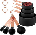 8-Piece Stackable Rose Gold Stainless Steel Handled Measuring Cups and Spoons for Measuring Dry and Liquid Ingredients (black)