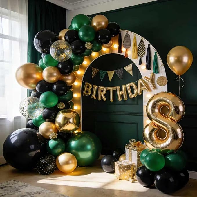 Dark Green Balloons 125 PCS Different Sizes 18 12 10 5 Inch Emerald Hunter Forest Green Balloon Arch Kit for Birthday Baby Shower Christmas Graduation Dinosaur Jungle Theme Party Decorations