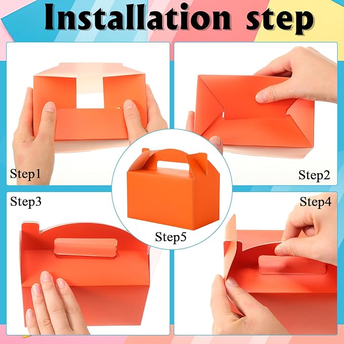 Skyygemm 24 Pcs Graduation Party Favor Gable Boxes Colorful Paper Treat Goodie Candy Cake Gift Box for Summer Birthday Wedding Party Decorations, 6 x 3.5 x 3.5 Inch(Rainbow)