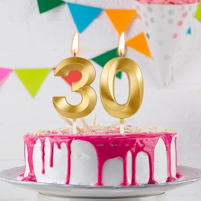 Birthday Candles, 1.96 Inch Number 25 Happy Birthday Candles, Number Candles Decoration for Birthday Party and Anniversary Celebration(Champagne Gold)