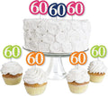 Big Dot of Happiness - 60th Birthday - Cheerful Happy Birthday - Dessert Cupcake Toppers - Colorful Sixtieth Birthday Party Clear Treat Picks - Set of 24