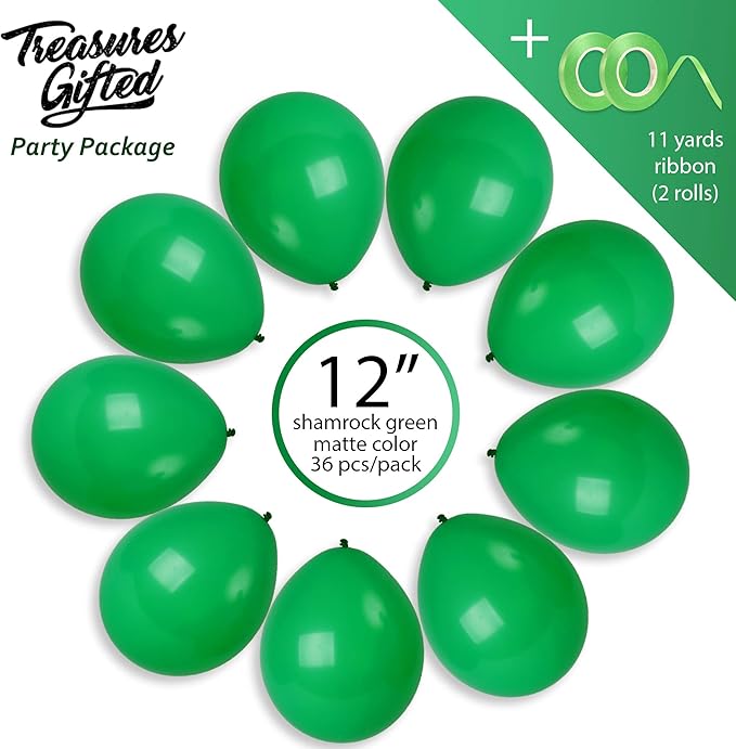 Treasures Gifted Emerald Forest Green Balloons 72 Pack - 12 Inch Latex Dark Hunter Green Balloons - Globos Verdes - St. Patricks Day Decorations