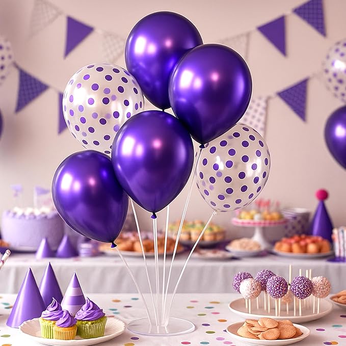 6pcs Balloon Stands Kit Table Centerpiece Table Decorations for Anniversary Birthday Wedding Graduation Retirement Party Decorations (Purple)